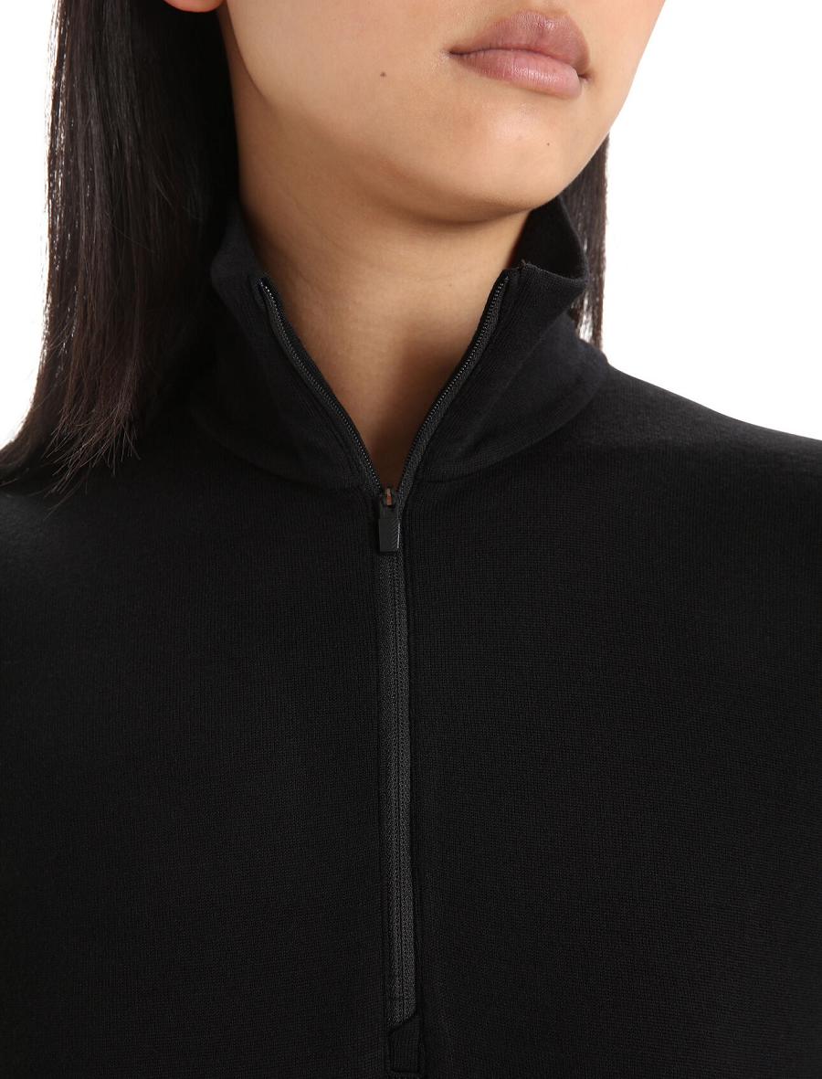 Base Layers Icebreaker Merino 260 Tech Long Sleeve Half Zip Thermal Top Femme Noir | FR 1915FDNM